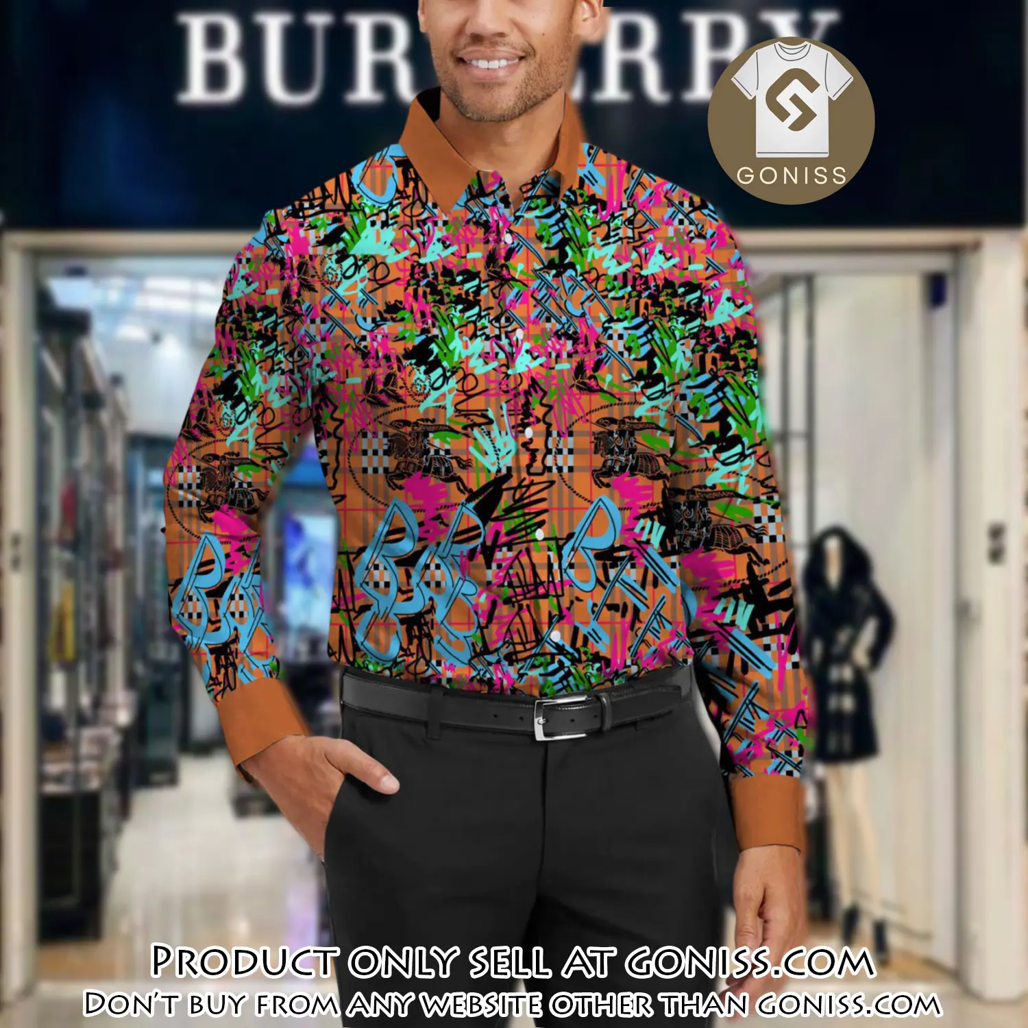 Burberry long sleeves button down shirt for elegant men lsb1007 gn1002920